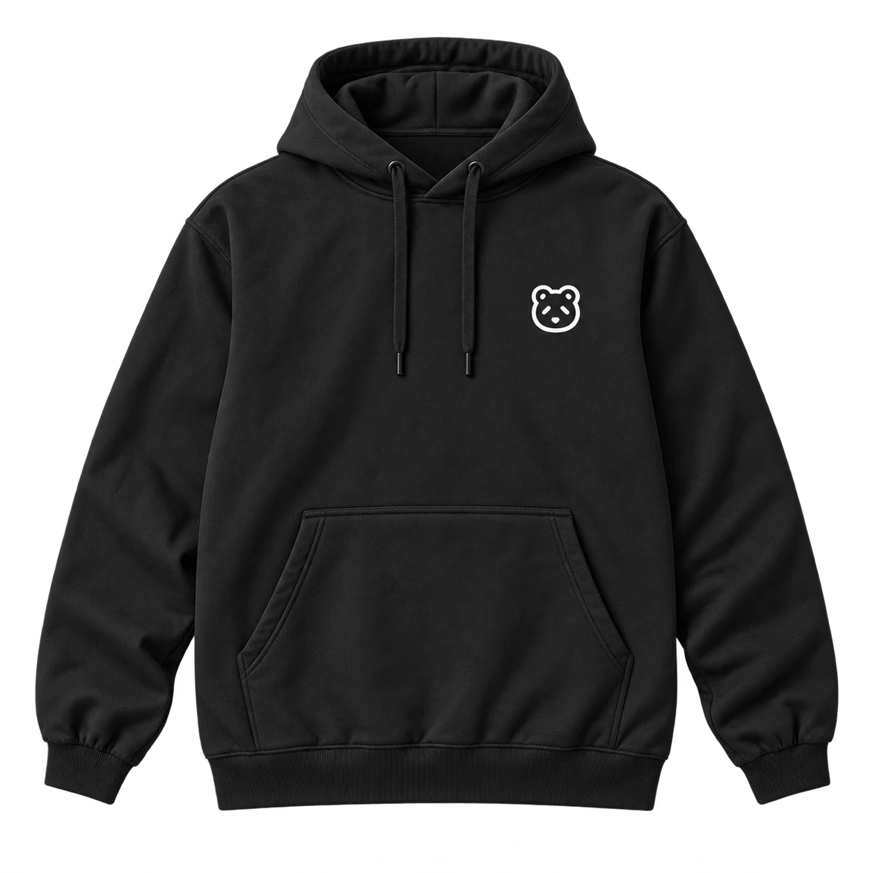 Everyday Hoodie in Schwarz mit kleinem Panda-Icon