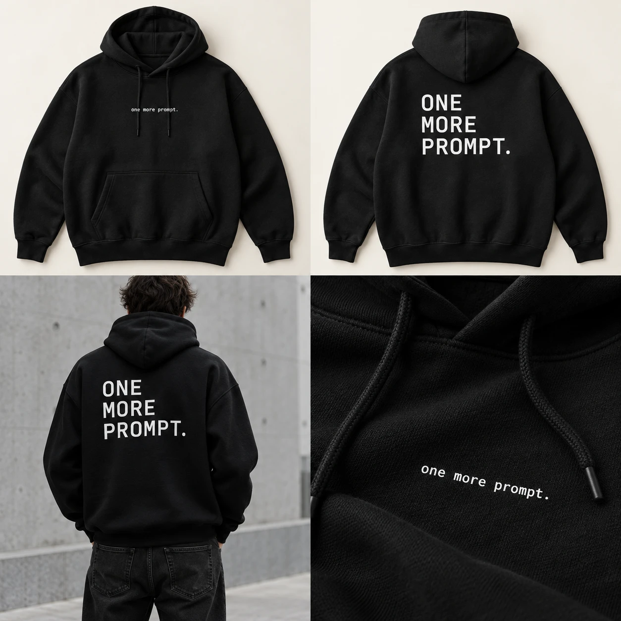 One More Prompt, Rückansicht, Design-Mockup