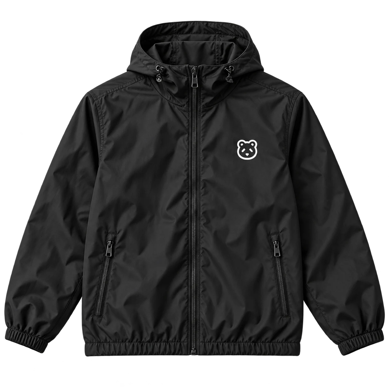 Windbreaker in Schwarz mit kleinem Panda-Icon